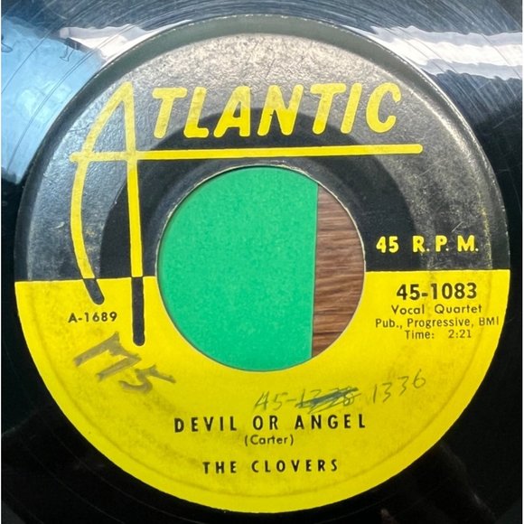 The Clovers Hey Doll Baby / Devil or Angel 45 Doo Wop Atlantic 45-1083 - Picture 2 of 4